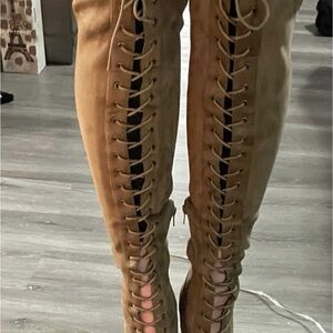 Charlotte Russe Lace-Up Tan Women's Boots Size 9 NEW!